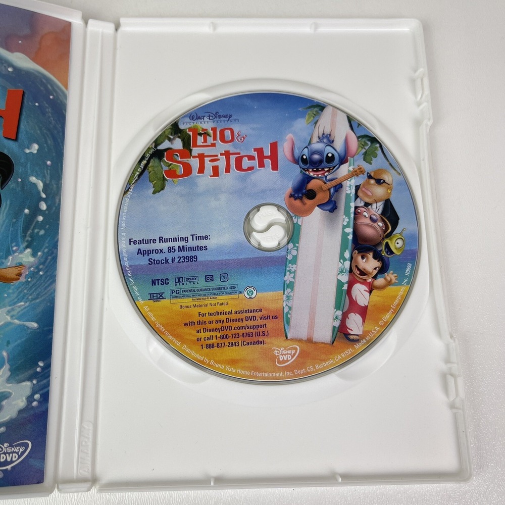Walt Disney Lilo & Stitch DVD 2002 Animated Movie Hawaii Alien Family Ohana - Picture 6 of 9